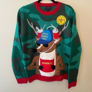 NWT Blizzard Bay Santa's Drinking Squad Brewdolph Christmas Sweater Men's Small